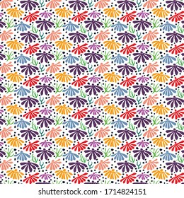 Fresh colorful pattern. Simple inaccurate cutout chamomile flowers.