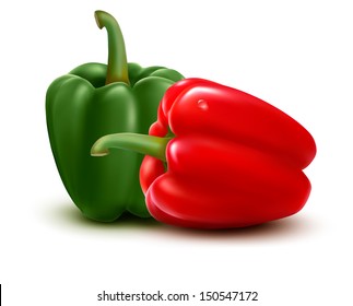 Fresh colorful peppers. Vector