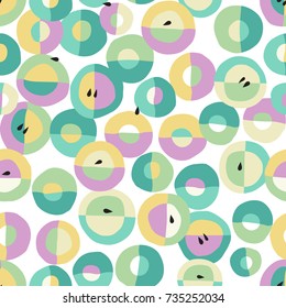 Fresh coloring seamless pattern with a geometrically styled apples