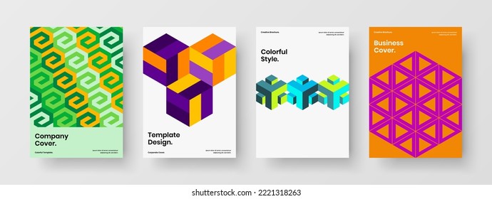 Folleto de la nueva empresa sobre el diseño de vectores A4. Resumen del conjunto de ilustraciones de afiches de patrones de mosaico.