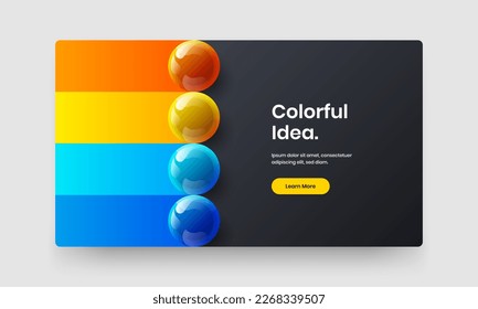 Fresh company brochure vector design concept. Amazing realistic spheres leaflet layout.
