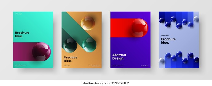 Fresh company identity design vector concept set. Clean 3D spheres annual report template collection.