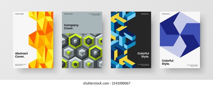 Nueva colección de plantillas de diseño de vectores de identidad de la empresa. Composición del informe anual de los hexágonos de mosaico originales.