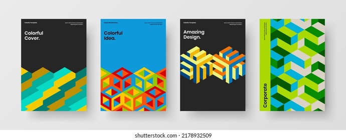 Nuevo conjunto de ilustraciones de diseño de vectores de identidad de la empresa. Composición única de la plantilla de afiches de hexágonos de mosaico.