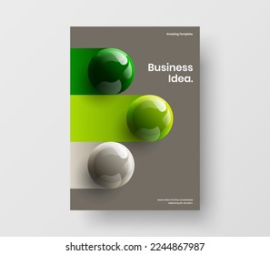 Fresh company identity vector design concept. Abstract 3D spheres annual report illustration.