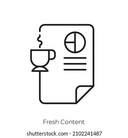 Icono de contenido fresco. Diseño de icono de estilo de esquema aislado en fondo blanco