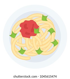 Fresh cooked pasta, served on a plate 