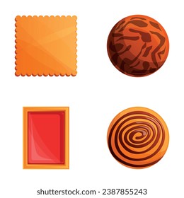Fresh cookie icons set cartoon vector. Dessert. Sweet food