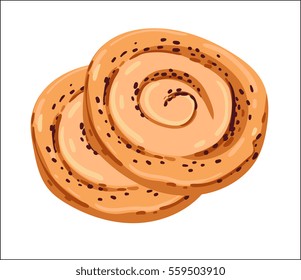 Fresh cookie isolated on white background cartoon vector illustration. Bakery product, fresh pastry food icon.