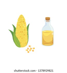 Fresh corn and a bottle of corn cider.