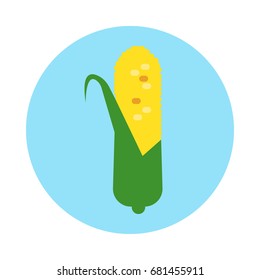 Fresh corn flat icon. Round colorful button, circular vector sign. Flat style design