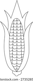 Fresh corn (maize) isolated on white background. Organic sweet corn vegetable for healthy food, cooking ingredient and agriculture concept. Natural farm product, raw food, vegetarian and vegan nutrition.