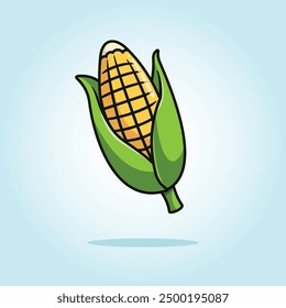 Fresh corn vegetable vector cartoon illustration