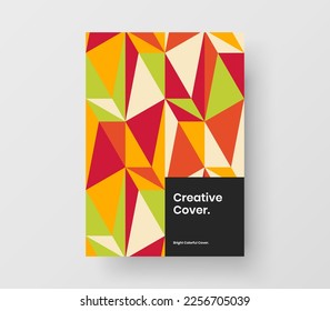 Fresh corporate brochure A4 vector design layout. Vivid mosaic pattern banner template.