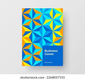Fresh corporate brochure design vector template. Creative mosaic pattern book cover concept.