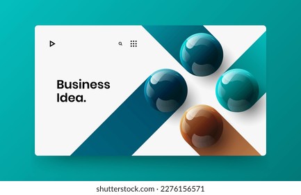 Frische Corporate Broschüren Design Vektor Konzept. Erstaunliche 3D-Sphären-Flyer-Vorlage.