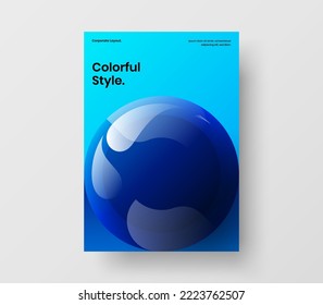 Fresh corporate cover vector design template. Multicolored 3D balls front page layout.