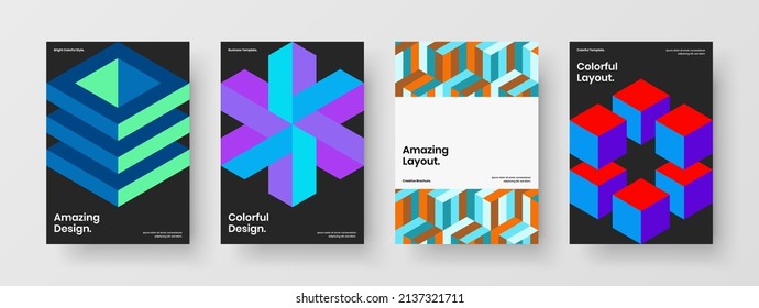 Fresh corporate identity design vector template set. Modern mosaic pattern brochure concept collection.