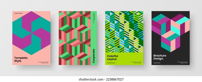 Fresh corporate identity design vector concept composition. Isolated geometric pattern poster template bundle.