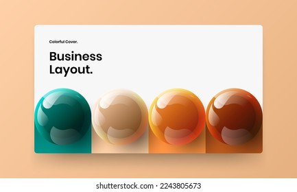 Fresh corporate identity design vector concept. Colorful 3D balls catalog cover layout.
