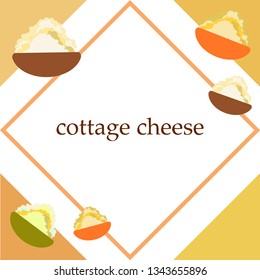 Fresh cottage cheese, dairy products, vector background