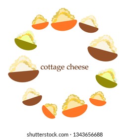 Fresh cottage cheese, dairy products, vector background Fresh cottage cheese, dairy products, vector background