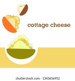Fresh cottage cheese, dairy products, vector background