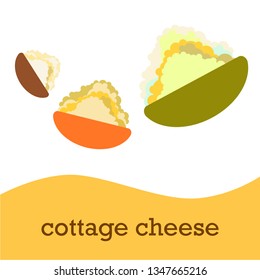 Fresh cottage cheese, dairy products, vector background