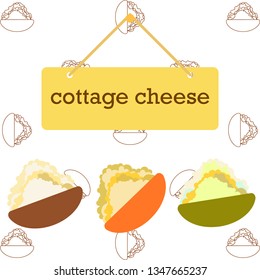 Fresh cottage cheese, dairy products, vector background