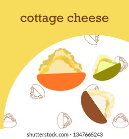 Fresh cottage cheese, dairy products, vector background