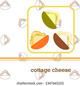 Fresh cottage cheese, dairy products, vector background