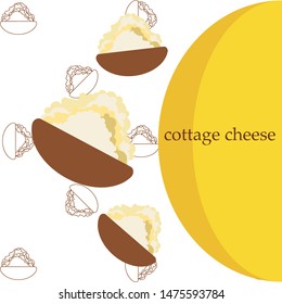 Fresh cottage cheese, dairy products, vector background