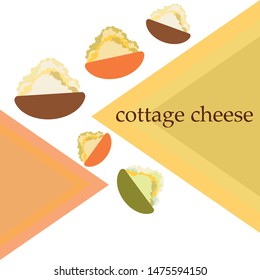 Fresh cottage cheese, dairy products, vector background