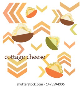 Fresh cottage cheese, dairy products, vector background