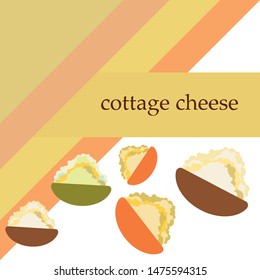 Fresh cottage cheese, dairy products, vector background