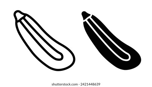 Fresh Courgette Vegetable Line Icon. Nutritious Zucchini Produce Icon in Black and White Color.