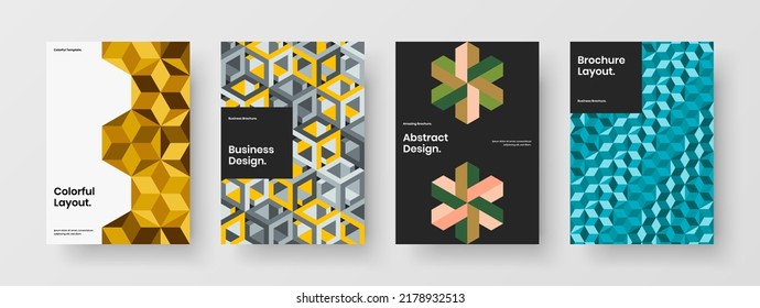 Neu überzogene A4-Vektordesign-Layoutkollektion. Einzeln Mosaikfliesen Corporate Broschüren Template Set.