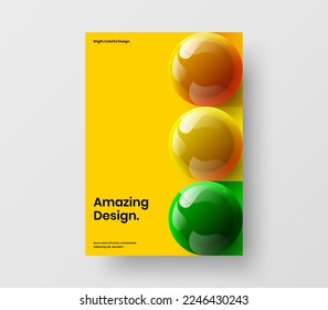 Fresh cover design vector illustration. Minimalistic realistic balls pamphlet concept.