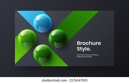Diseño vectorial de portada fresco. Plantilla de identidad de empresa de esferas 3D simples.