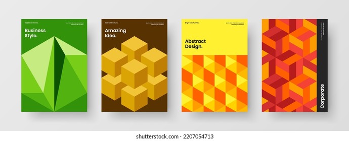 Fresh cover design vector layout set. Isolated mosaic tiles poster template composition.