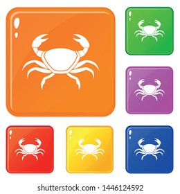 Fresh crab icons set collection vector 6 color isolated on white background