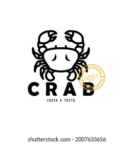 Símbolo del logotipo del cangrejo fresco etiqueta del emblema mariscos ilustración del icono vectorial