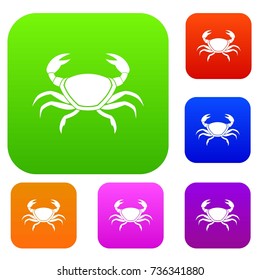 Fresh crab set icon color in flat style isolated on white. Collection sings vector illustration