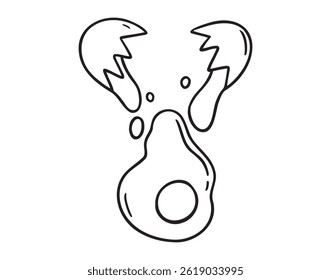 fresh cracked egg icon doodle hand drawn. Outline egg breaks and falls line drawing clipart symbol. Vector illustration