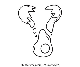 fresh cracked egg icon doodle hand drawn. Outline egg breaks and falls line drawing clipart symbol. Vector illustration