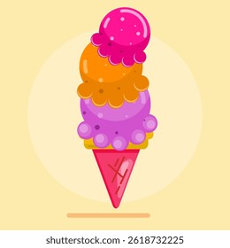 Fresh creamy ice cream three balls summer time, summer drink