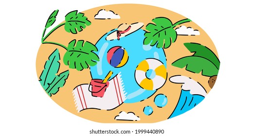 Fresh Creative Summer Themed Doodle Illustration Exclusive Vector