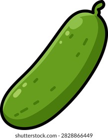 Fresh crisp green cucumber vegetable vector illustration isolated on transparent background.