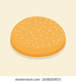 Fresh, crispy breakfast bun. Isometric flat vector illustration. Eps 10.