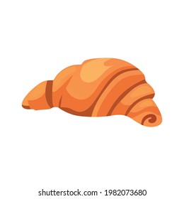 Fresh croissant on white background flat vector illustration